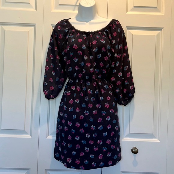 Rebecca Taylor Navy Blue Floral Dress Size 4 - Picture 1 of 10